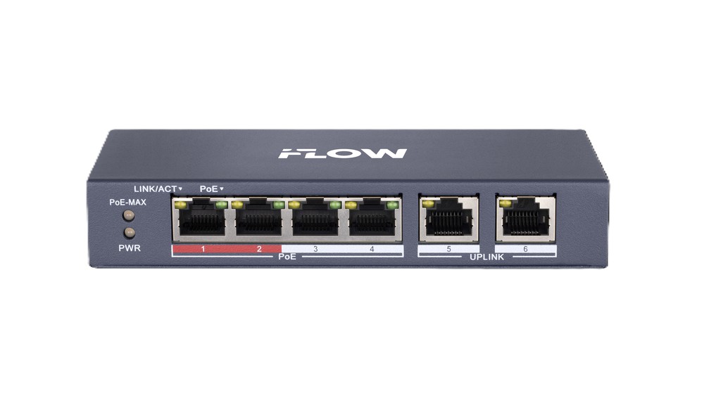 F-SW-EU206POE-V/L - неуправляемый коммутатор Value СЕРИЯ(100M, PoE) 4 RJ45 100M PoE с грозозащитой 6кВ, iFLOW