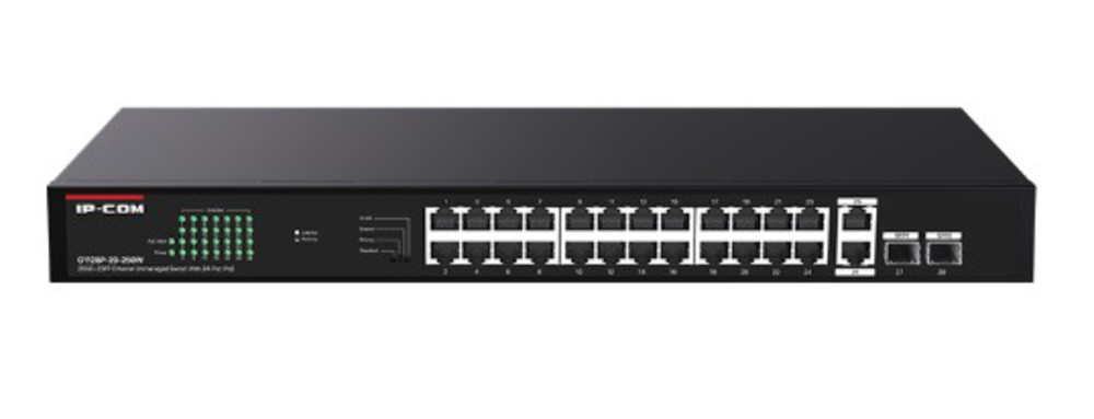 IP-COM G1128P-24-250W - Неуправляемый коммутатор Ethernet 26GE+2SFP с 24 портами PoE