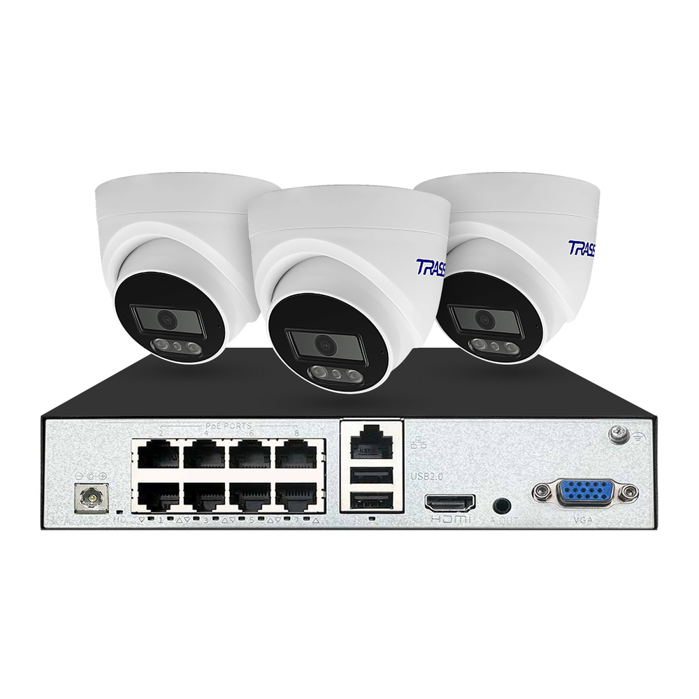 Комплект: видеорегистратор TR-Lite 1110-8P + 3 IP-камеры TR-Lite L2S5