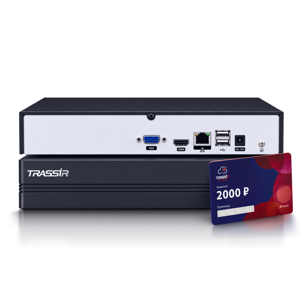 Комплект: Видеорегистратор TR-N1108 v2 + TRASSIR Cloud 2000
