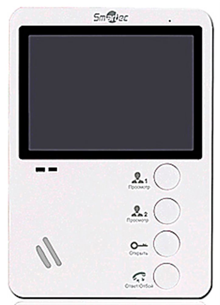 ST-MS104-WT - Монитор видеодомофона Smartec 4", 4-х проводная линия связи, поддержка 2-х панелей вызова, встроенный блок питания, белый