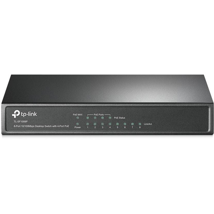 TP-Link TL-SF1008P Коммутатор 8-port 10/100M Desktop PoE Switch с 4 портами РоЕ, бюджет PoE до 57 Вт