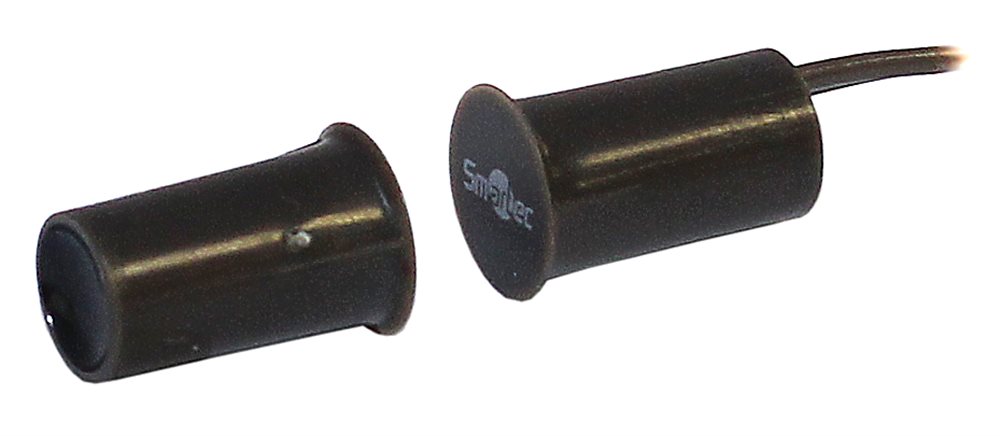 ST-DM010NC-BR - Магнитоконтактный датчик Smartec, НЗ, коричневый, врезной для деревянных дверей,  миниатюрный, зазор 25 мм