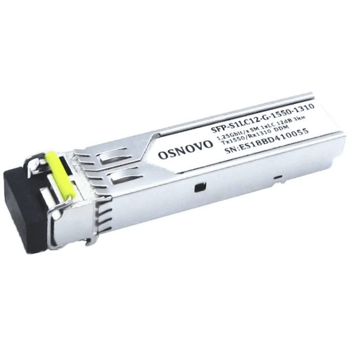 SFP-S1LC12-G-1550-1310 - Оптический SFP Модуль. Одно волокно Single Mode. Скорость: до 1,25 Гбит/c. Тип разъема: LC. Оптический бюджет: 12дБ.