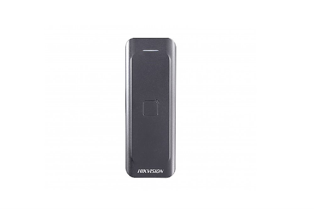 DS-K1802M - Считыватель Mifare карт, дальность считывания: ≥50 мм; поддержка протокола Wiegand (W26/W34); DC12В; 2Вт; -40 °C...+70°C; IP65; размер 115.9×43.3×17мм; пластик.