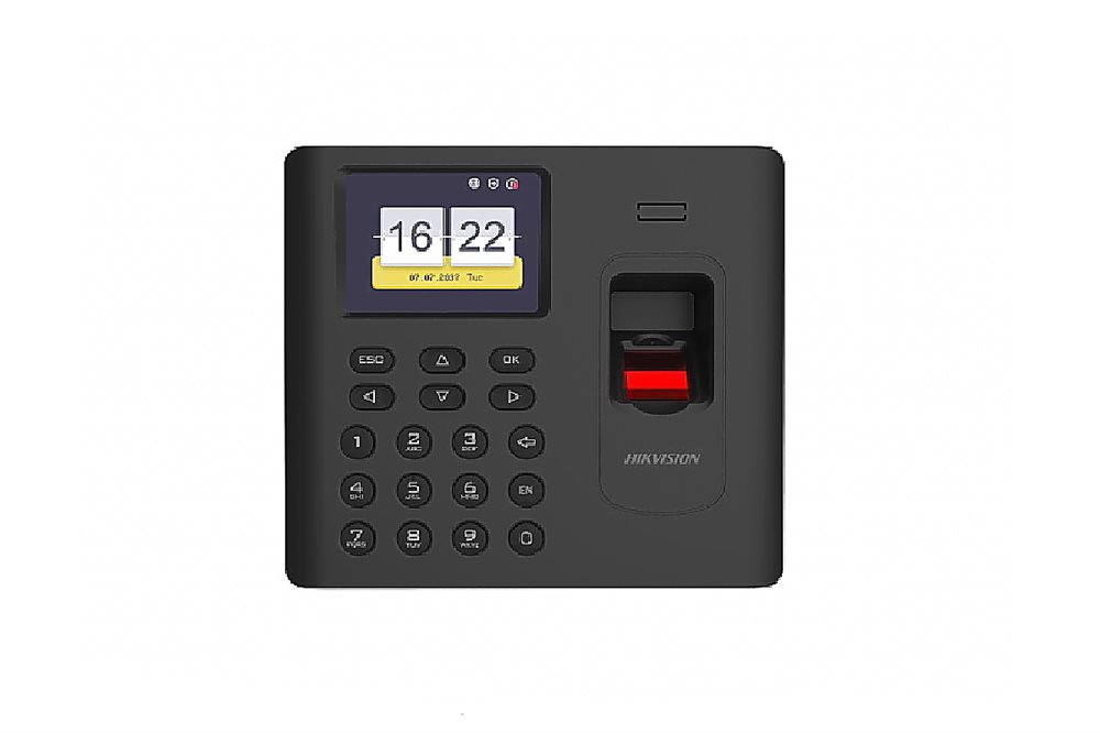 DS-K1A802AMF-B - Терминал учета рабочего времени со встроенными считывателями Mifare карт и отпечатков пальцев