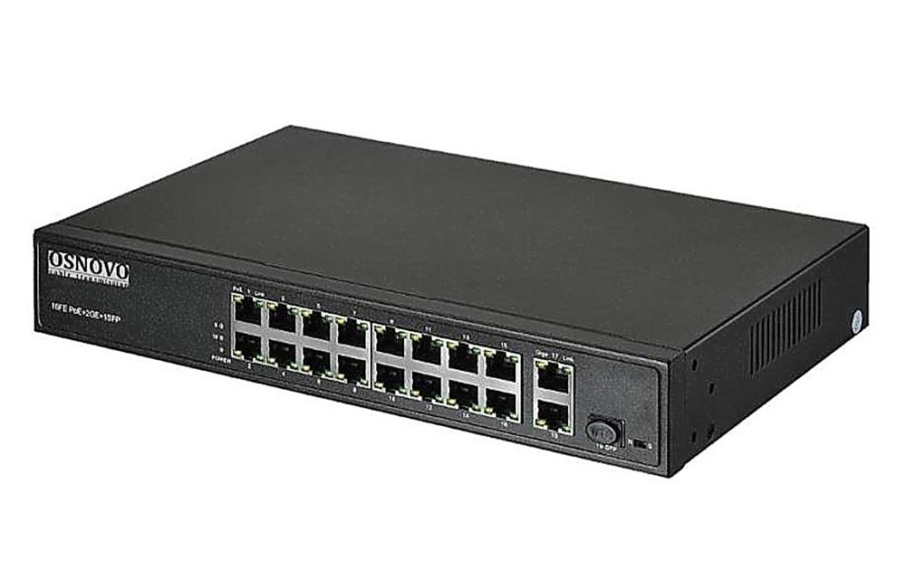 SW-61621(300W) - PoE коммутатор Fast Ethernet на 19 портов. Порты: 16 x FE (10/100 Base-T) с поддержкой PoE (IEEE 802.3af/at), 2 x GE Uplink (RJ45), 1 x GE SFP Uplink