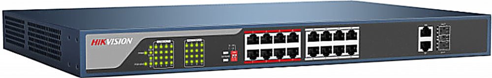 Управляемый PoE коммутатор DS-3E1318P-SI - L2, Смарт-управляемый, 16 10/100M RJ45 PoE-порт, 2 Gigabit combo порт