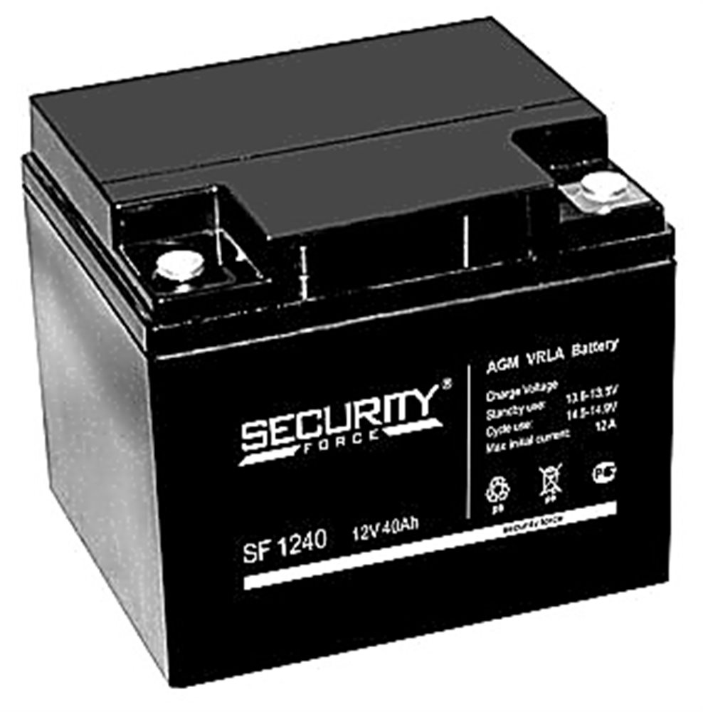 SF 1240 - Аккумулятор Security Force герметичный свинцово-кислотный, 12В/40Ач, Тип Клемм: Болт В3