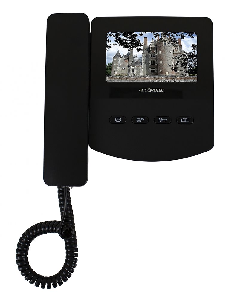 AT-VD433C BL - Цветной 4-x проводный, 4.3’’ TFT LCD (320х240) видеодомофон. Регулировка громкости вызова. Подключение двух вызывных панелей. Накладной тип крепления.