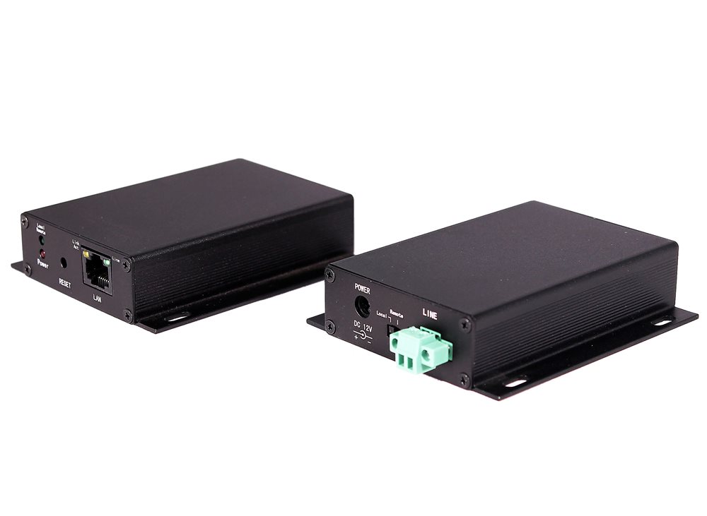 TA-IP+RA-IP - Удлинитель Ethernet (VDSL), (комплект передатчик+приёмник), расстояние передачи Ethernet до 3000м по витой паре, скорость передачи 55 Мбит/с(300м), 10 Мбит/с(1000м), 3 Мбит/с (1500м), передатчик вх.RJ45,вых. клм., приёмник вх. клм., вых.RJ45
