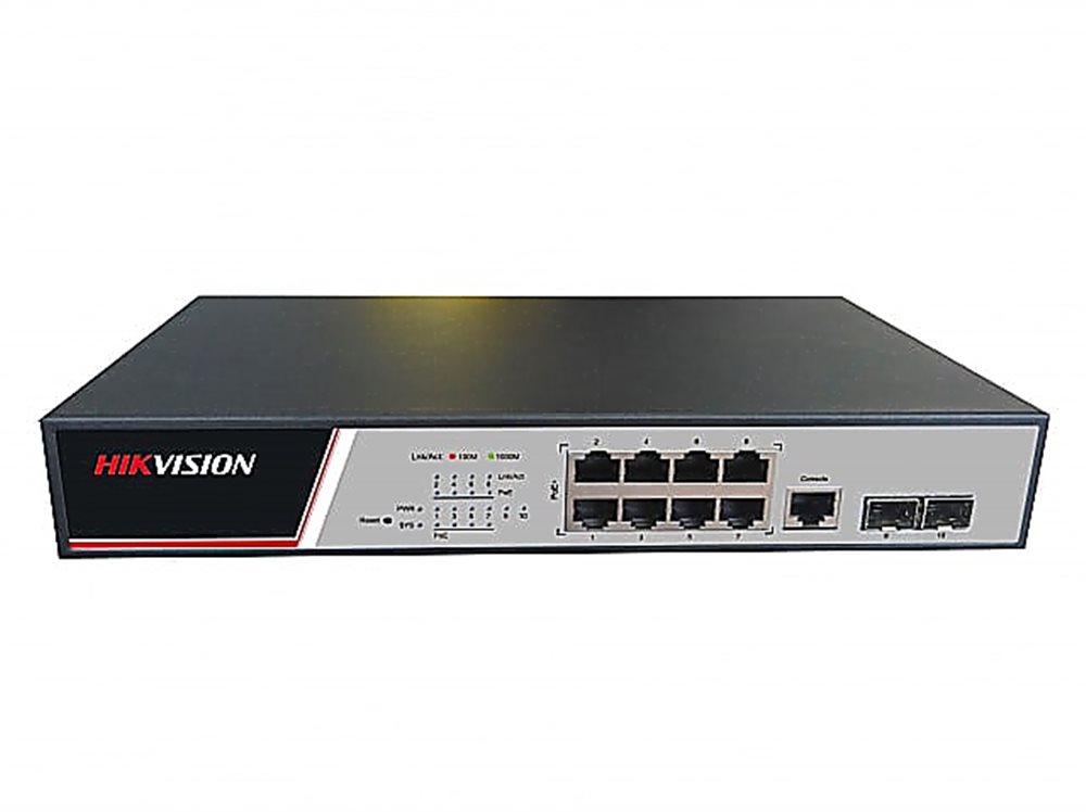 DS-3E2510P(B) Hikvision - L2, Управляемый, 8 RJ45 1000M PoE; 2 1000M SFP порта; 802.3af/a
