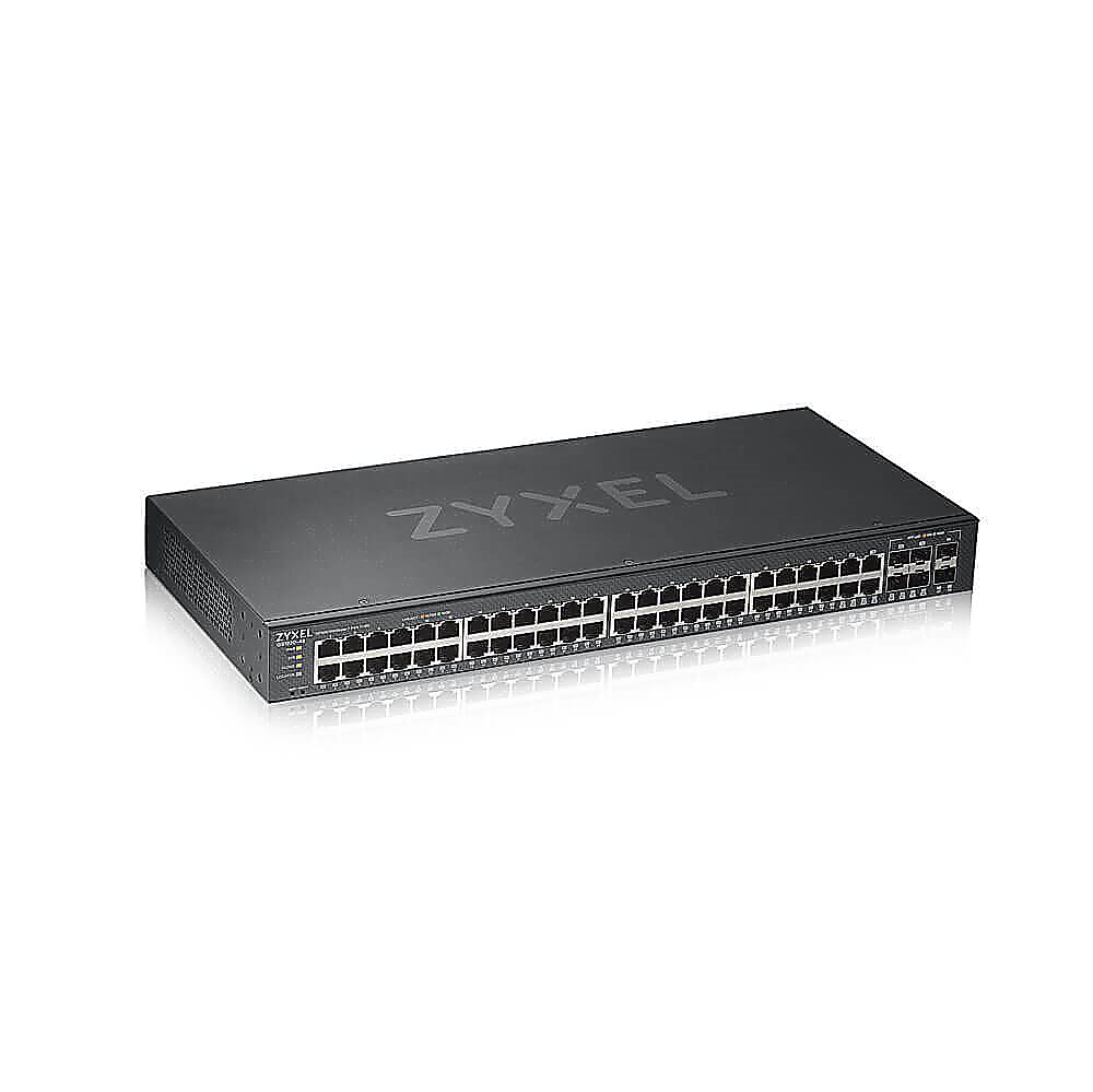 GS1920-48V2 - Коммутатор Zyxel управляемый, монтируемый в 19" стойку, порты 1000Base-T(Gigabit Ethernet): 44 шт., из них комбо-порты 1000BASE-T/Mini GBIC (SFP): 4 шт.