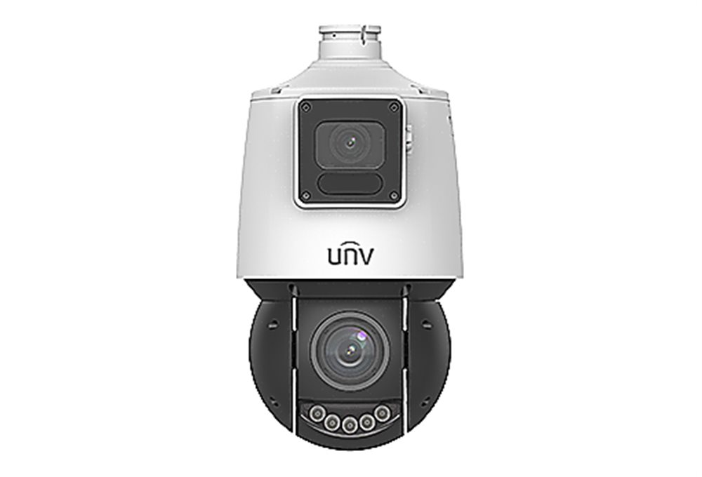 IPC94144SR-X25-F40C - Сдвоенная видеокамера IP скоростная PTZ, 2 x 1/2.7", 4 x 4 Мп КМОП @ 30 к/с, ИК-подсветка до 30м (обзорная камера), ИК-подсветка до 100м (поворотная камера), LightHunter 0.003 Лк @F1.5, объектив 4.8-120.0 мм (X25) моторизованный с автофокусировкой (поворотная камера), объектив 4.0 мм 0.003 Лк @F1.6 (обзорная камера)