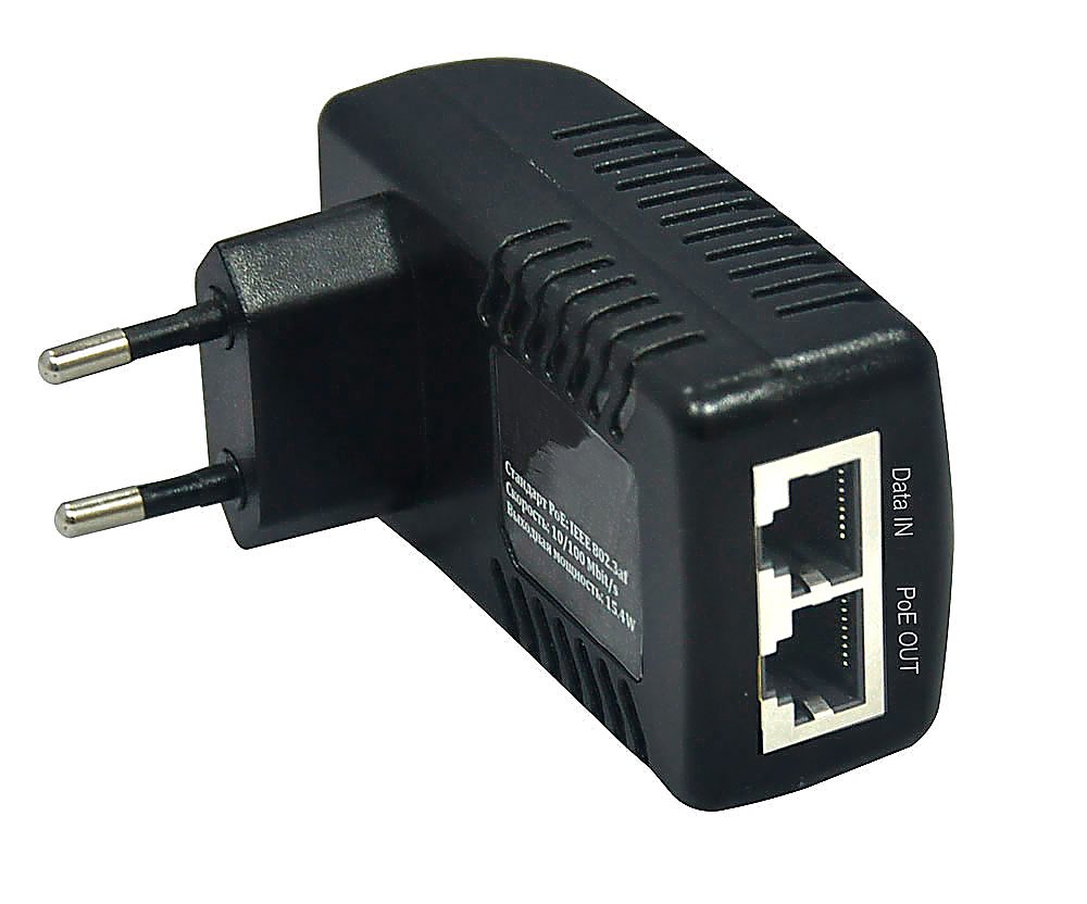 NS-PI-1F-15/A - PoE-инжектор NST Fast Ethernet на 1 порт, PoE IEEE 802.3af. Мощность PoE на порт - до 15.4W