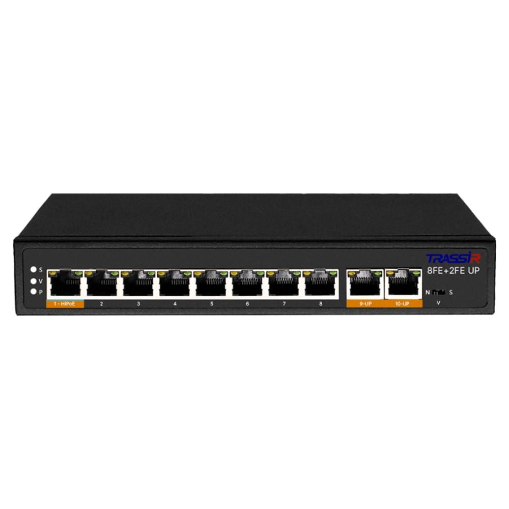 TR-NS1110-120-8POE - Неуправляемый коммутатор TRASSIR с 8 PoE портами (10/100 Мбит/с Base-TX PoE port), 2 PoE портами (10/100 Мбит/с (Base-TX))
