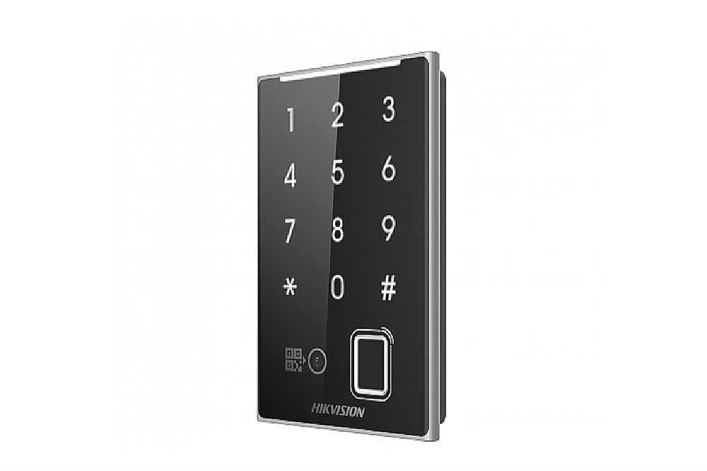 DS-K1109EKFB-QR - Считыватель EM карт с поддержкой Bluetooth, отпечатков пальца, ПИН-код, QR-код