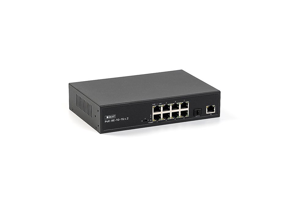 4074 SKAT PoE-8E-1G-1S v.2 коммутатор PoE Plus, мощность 150Вт, порты: 8-Ethernet PoE, 1-Uplink, 1-SFP