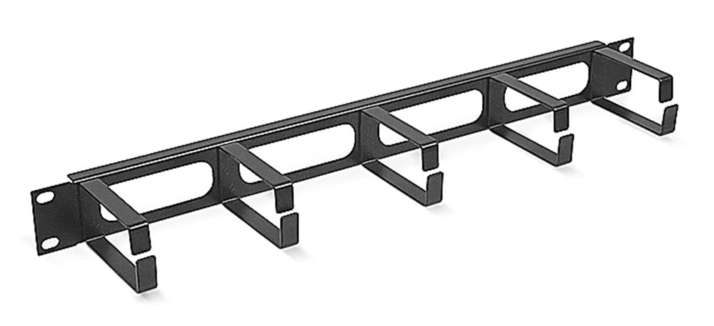 Cabeus JB08-1U-BK - Кабельный органайзер горизонтальный 19" 1U, 5 колец, металлический, цвет черный (RAL9004)