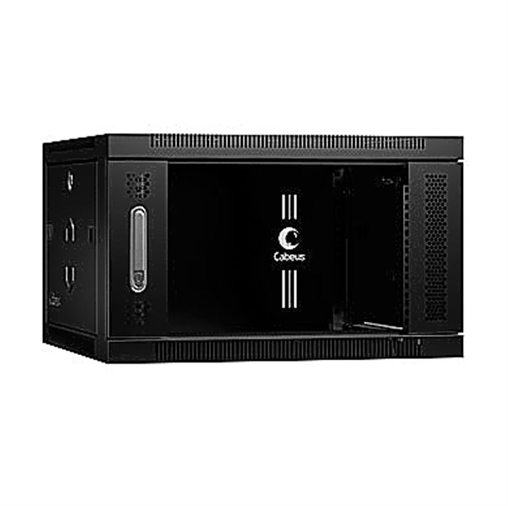 Cabeus SH-05F-6U60/45-BK - Шкаф телекоммуникационный настенный 19" 6U 600x450x368mm (ШхГхВ) дверь стекло, цвет черный (RAL 9004)