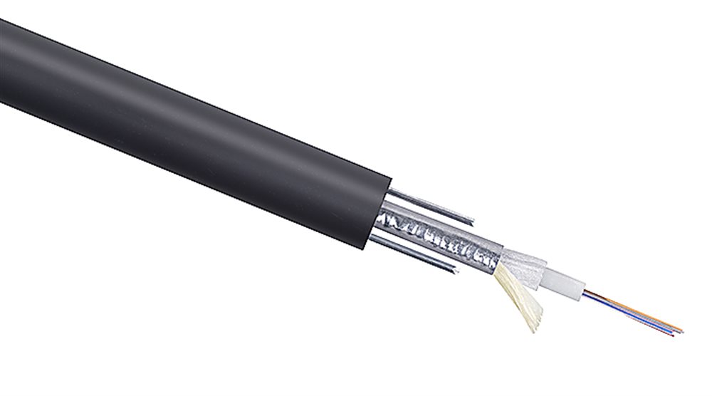 Cabeus STW-9-01x04-ST-SW-PE-OUT Кабель волоконно-оптический 9/125 одномодовый, 4 волокна, loose tube, бронированный стальной лентой и стальными проволоками, для внешней прокладки (-40C ~ +70), PE, черный