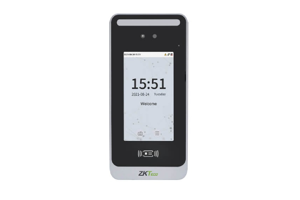 ZKTeco SpeedFace M4 [MF] - Гибридный биометрический терминал контроля доступа и учета рабочего времени с идентификацией по лицу и картам Mifare. Память: 6 000 шаблонов лиц, 10 000 шаблонов карт, 200 000 событий, TCP/IP, RS485, Wiegand, ПО: ZKBioAccess IVS; IP66, -30...60°C