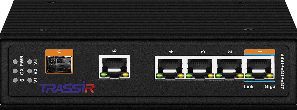 TR-NS15061S-150-4POE - Неуправляемый промышленный коммутатор Trassir c 4 PoE портами