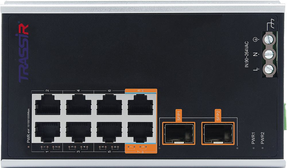 TR-NS15102S-130-8POE - Неуправляемый промышленный коммутатор Trassir c 8 PoE портами