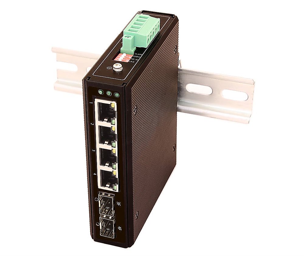 SW-80402-I(port 60W,240W) - Промышленный коммутатор с РОЕ Gigabit Ethernet на 6 портов;  4 x GE (10/100/1000Base-T) с PoE (до 60W) + 2 x GE SFP (1000Base-X)