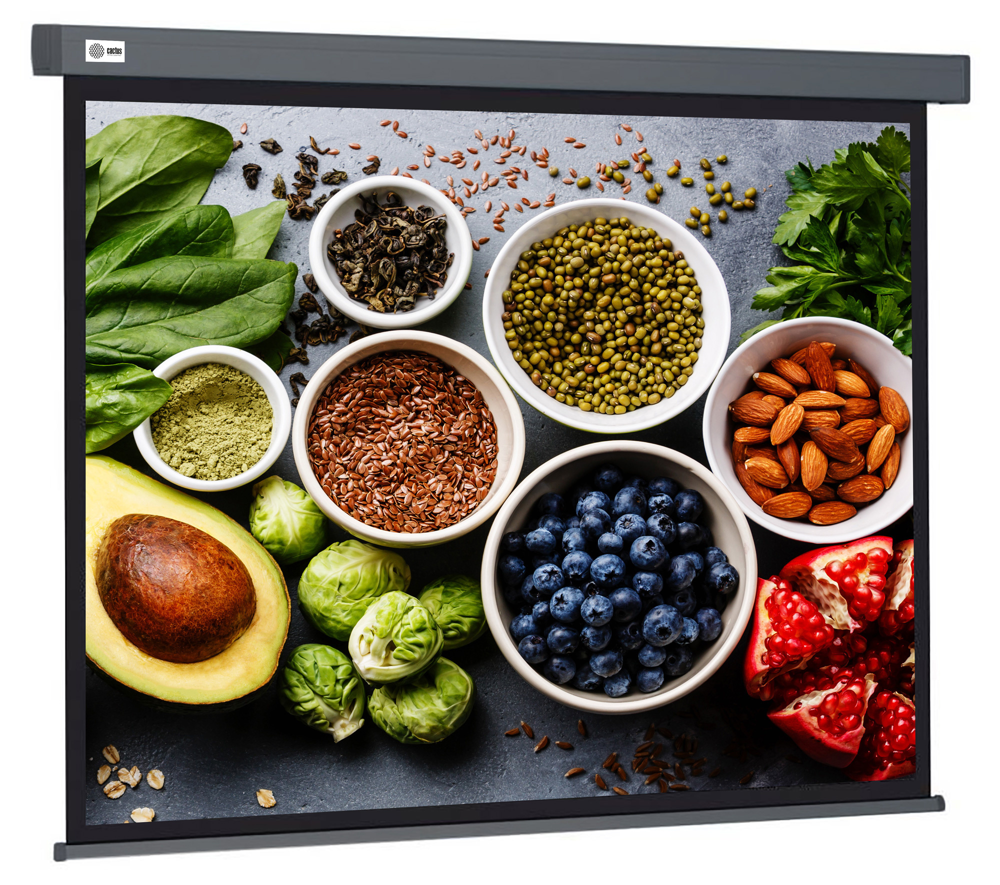 Экран Cactus 84" 150x150см Wallscreen CS-PSW-150X150-SG 1:1 настенно-потолочный рулонный серый