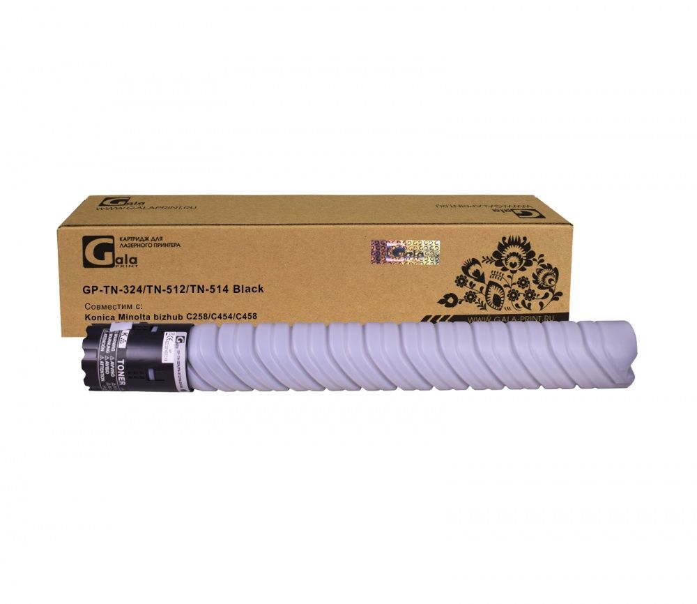 Тонер-туба GP-TN-324/TN-512/TN-514 для принтеров Konica Minolta bizhub C258/C308/C368/C454/C554/C458/C558/C658 Black 28000 копий GalaPrint