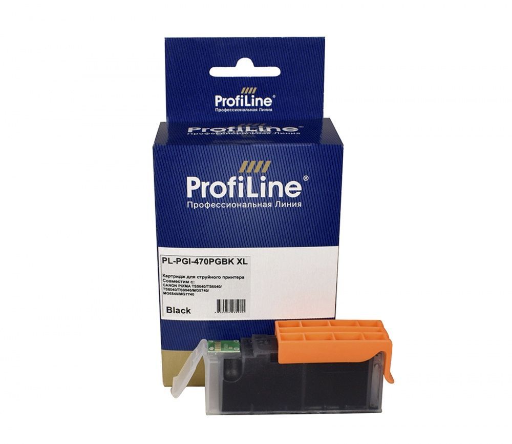 Струйный картридж PL-PGI-470PGBK XL для принтеров Canon PIXMA TS5040/TS6040/TS8040/TS9040/MG5740/MG6840/MG7740 с чернилами на водной основе Black 22,2 мл ProfiLine
