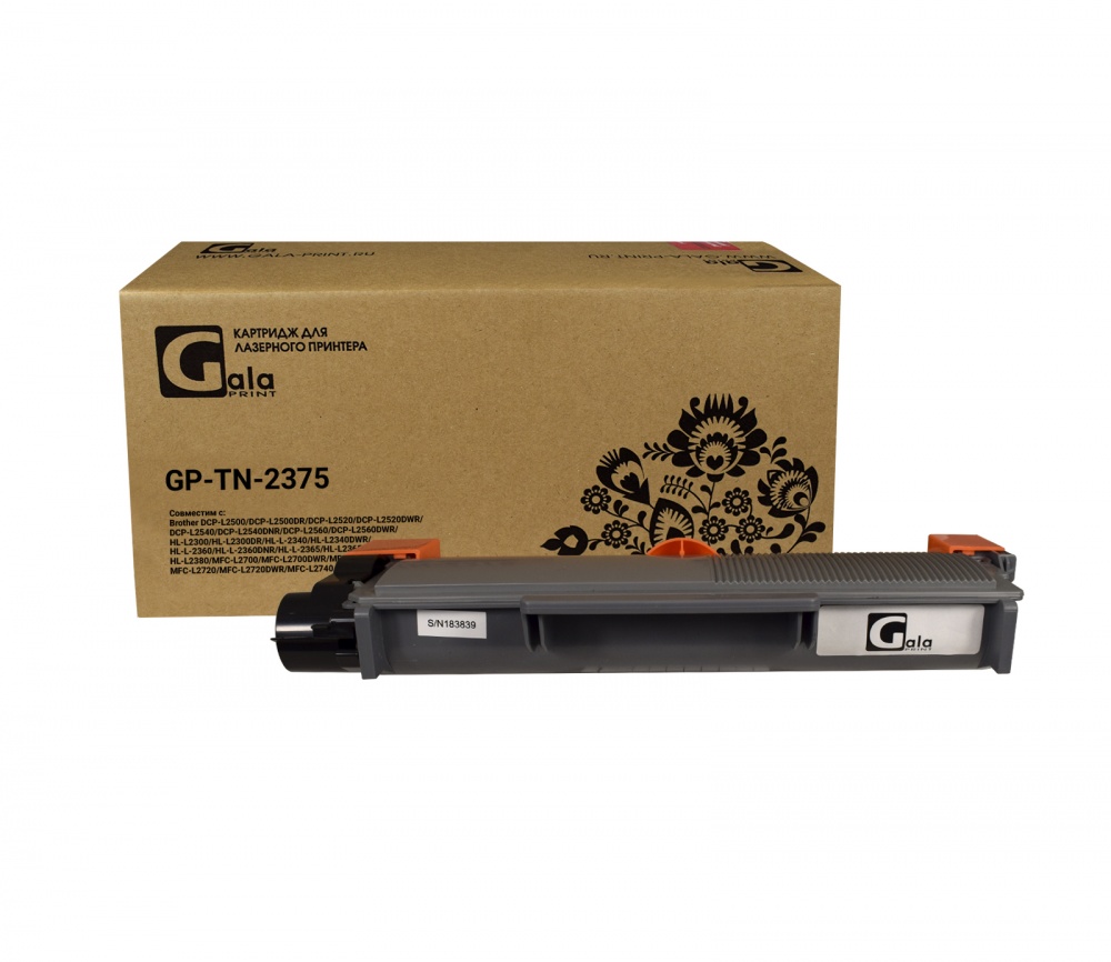 Картридж GP-TN-2375 для принтеров Brother DCP-L2500/DCP-L2500DR/DCP-L2520/DCP-L2520DWR/DCP-L2540/DCP-L2540DNR/DCP-L2560/DCP-L2560DWR/HL-L2300/HL-L2300DR/HL-L2340/HL-L2340DWR/HL-L2360/HL-L2360DNR/HL-L2365/HL-L2365DWR/HL-L2380/MFC-L2700/MFC-L2700DWR/MFC-L2700DNR/MFC-L2720/MFC-L2720DWR/MFC-L2740/MFC-L2740DWR только для совместимого драма 2600 копий GalaPrint