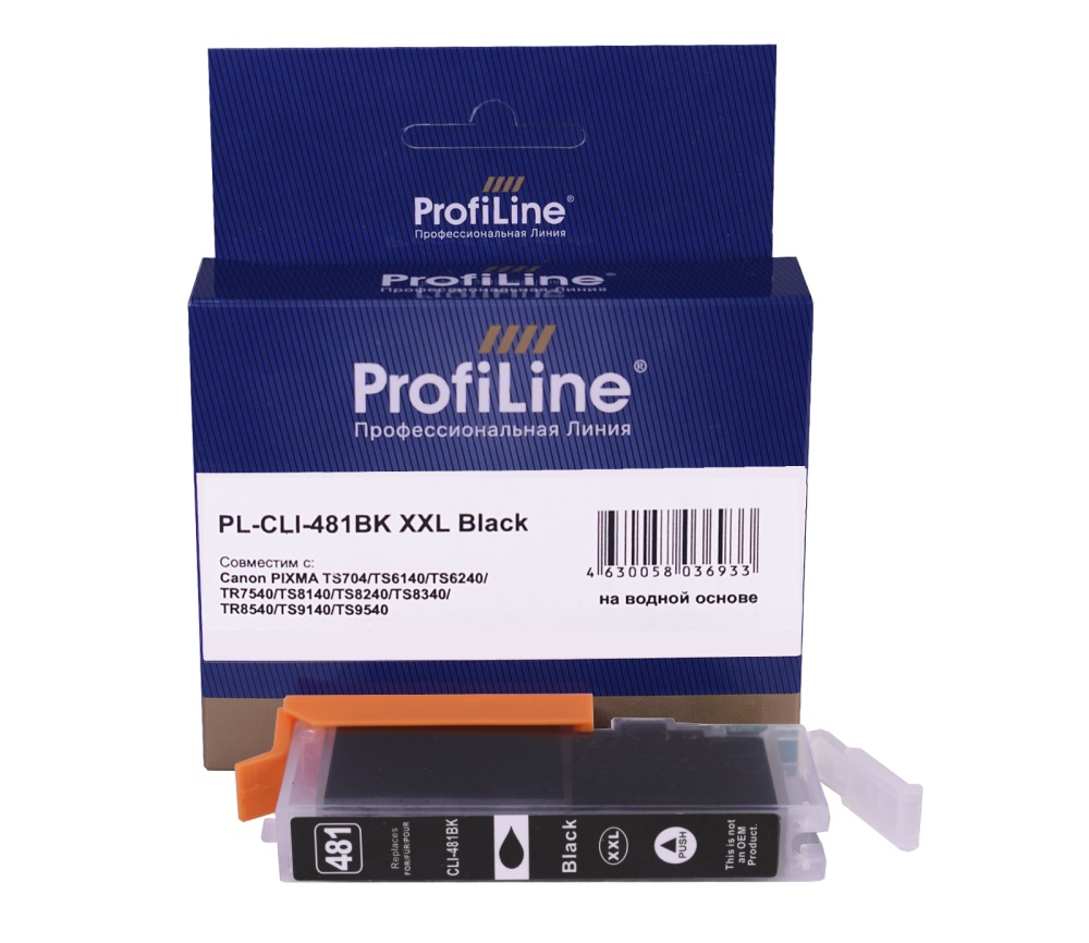 Струйный картридж PL-CLI-481BK XXL для принтеров Canon PIXMA TS704/TS6140/TS6240/TR7540/TS8140/TS8240/TS8340/TR8540/TS9140/TS9540 с чернилами на водной основе Black 5,6 мл ProfiLine