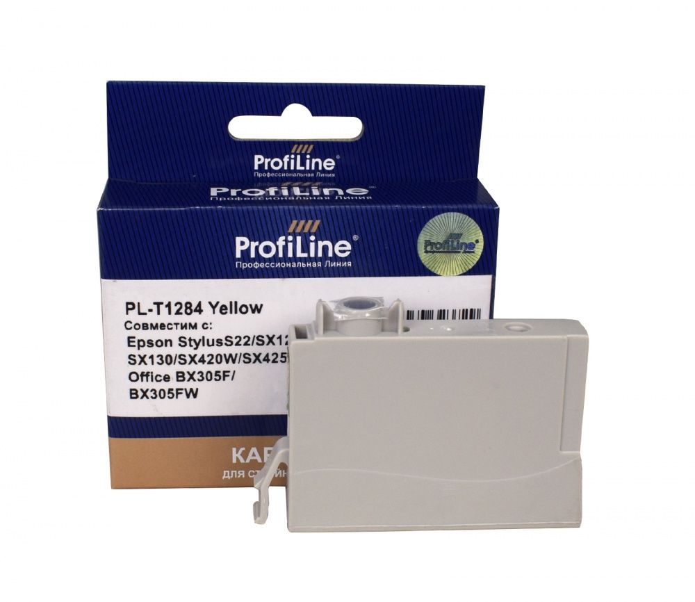 Струйный картридж PL-T1284 для принтеров Epson Stylus S22/SX125/SX130/SX230/SX235W/SX420W/SX425W/SX430W/SX4356W/SX440W/SX445W/Office BX305F с чернилами на водной основе Yellow 3,5 мл ProfiLine