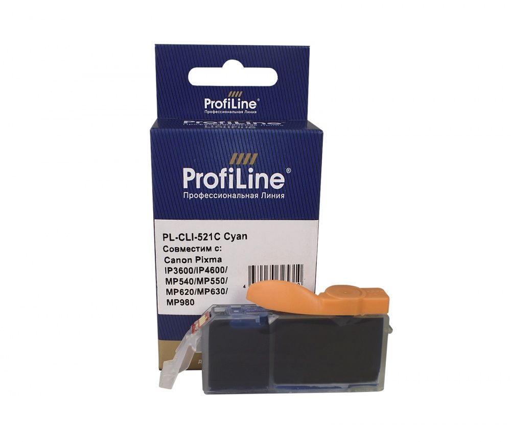 Струйный картридж PL-CLI-521C для принтеров Canon PIXMA MP540/MP550/MP560/MP620/MP630/MP640/MP980/MP990/MX860/MX870/iP3600/iP4600/iP4700 с чернилами на водной основе Cyan 9 мл ProfiLine