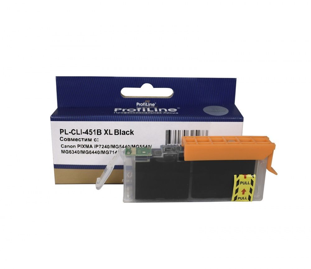 Струйный картридж PL-CLI-451BK XL  для принтеров Canon PIXMA iP7240/iP8740/iX6840/MG5440/MG5540/MG5640/MG6340/MG6440/MG6640/MG7140/MG7540/MX924 с чернилами на водной основе Black 11 мл ProfiLine