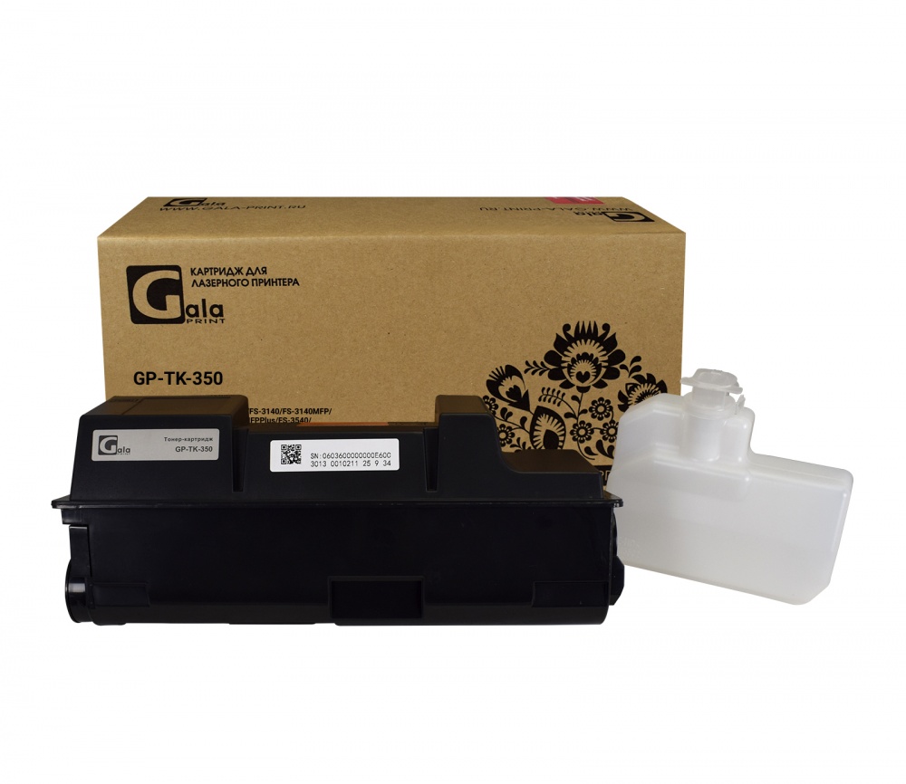 Тонер-туба GP-TK-350 для принтеров Kyocera FS-3040/FS-3040MFP/FS-3140/FS-3140MFP/FS-3920/FS-3920DN/FS-3040MFPPlus/FS-3540/FS-3540MFP/FS-3640/FS-3640MFP с бункером отработанного тонера 15000 копий GalaPrint