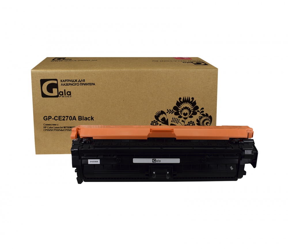 Картридж GP-CE270A (№650A) для принтеров HP Color LaserJet M750/M750dn/M750n/M750xh/CP5525/CP5525dn/CP5525n/CP5525xh Black 13500 копий GalaPrint
