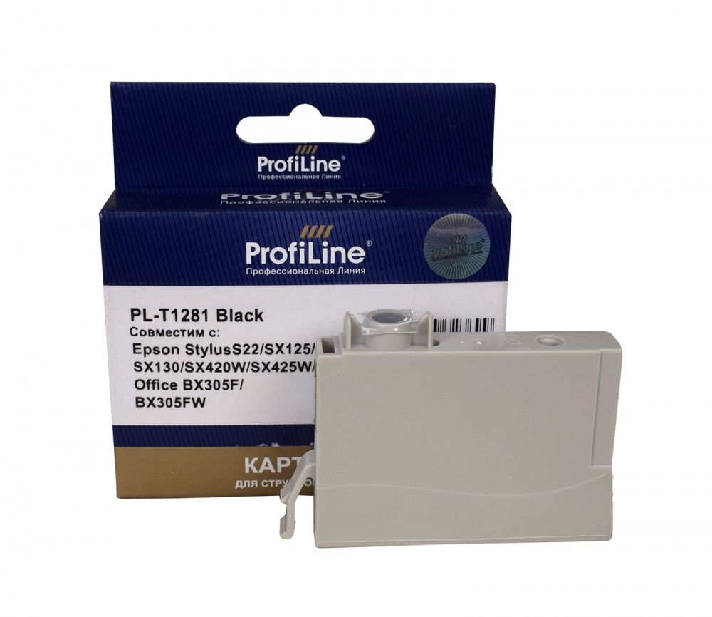 Струйный картридж PL-T1281 для принтеров Epson Stylus S22/SX125/SX130/SX230/SX235W/SX420W/SX425W/SX430W/SX4356W/SX440W/SX445W/Office BX305F с чернилами на водной основе Black 5,9 мл ProfiLine