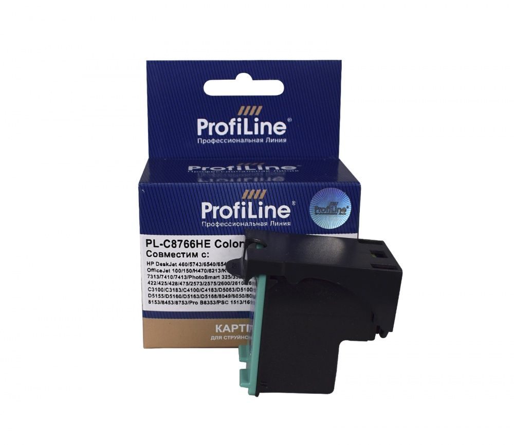 Струйный картридж PL-C8766HE (№135) для принтеров HP DeskJet 460/5743/6540/6543/6623/6843/9803/OfficeJet 100/150/H470/6213/K7100ser/K7103/7213/7313/7410/7413/PhotoSmart 325/335/375/385/420/422/425/428/475/2573/2575/2600/2610/2613/2713/C3100/C3183/C4100/C4183/D5063/D5100/D5145/D5155/D5160/D5163/D5168/8049/8050/8053/8150/8153/8453/8753/Pro B8353/PSC 1513/1613/2350-ser/2353 с чернилами на водной основе Cyan/Magenta/Yellow 18 мл ProfiLine