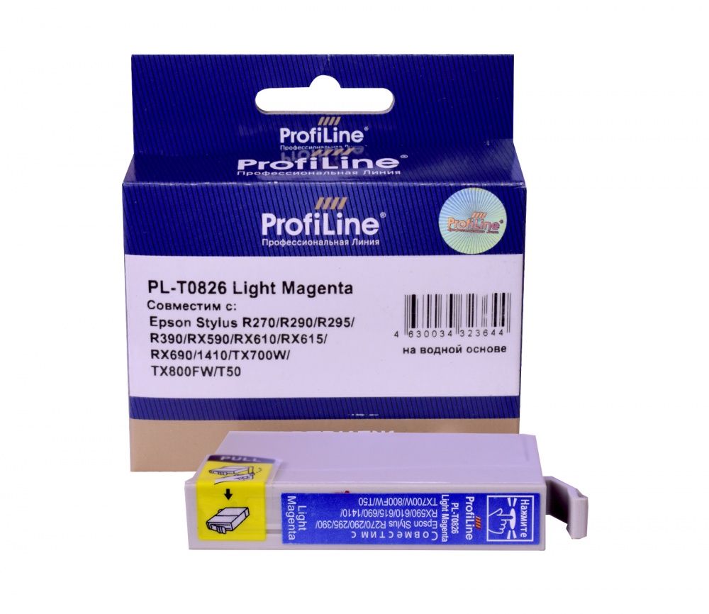 Струйный картридж PL-82N (T0826N) для принтеров Epson Stylus T50/T59/R290/R295/R610/RX615/RX690/RX659/RX800FW с чернилами на водной основе Light Magenta 7,5 мл ProfiLine
