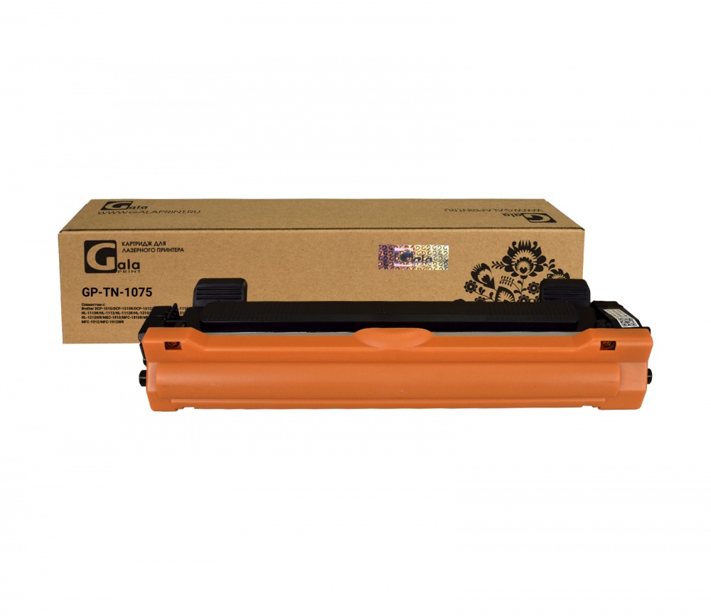 Картридж GP-TN-1075 для принтеров Brother DCP-1510/DCP-1510R/DCP-1512/DCP-1512R/HL-1110/HL-1110R/HL-1112/HL-1112R/HL-1210/HL-1210WR/HL-1212/HL-1212WR/MFC-1810/MFC-1810R/MFC-1815/MFC-1815R/MFC-1912/MFC-1912WR 1000 копий GalaPrint