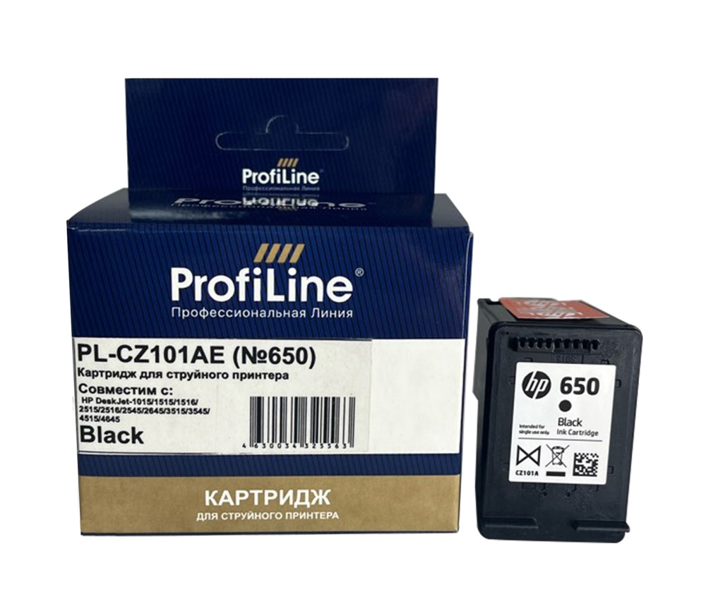Струйный картридж PL-CZ101AE (№650) для принтеров HP DeskJet-1015/1515/1516/2515/2516/2545/2645/3515/3545/4515/4645 с чернилами на пигментной основе Black 17 мл ProfiLine