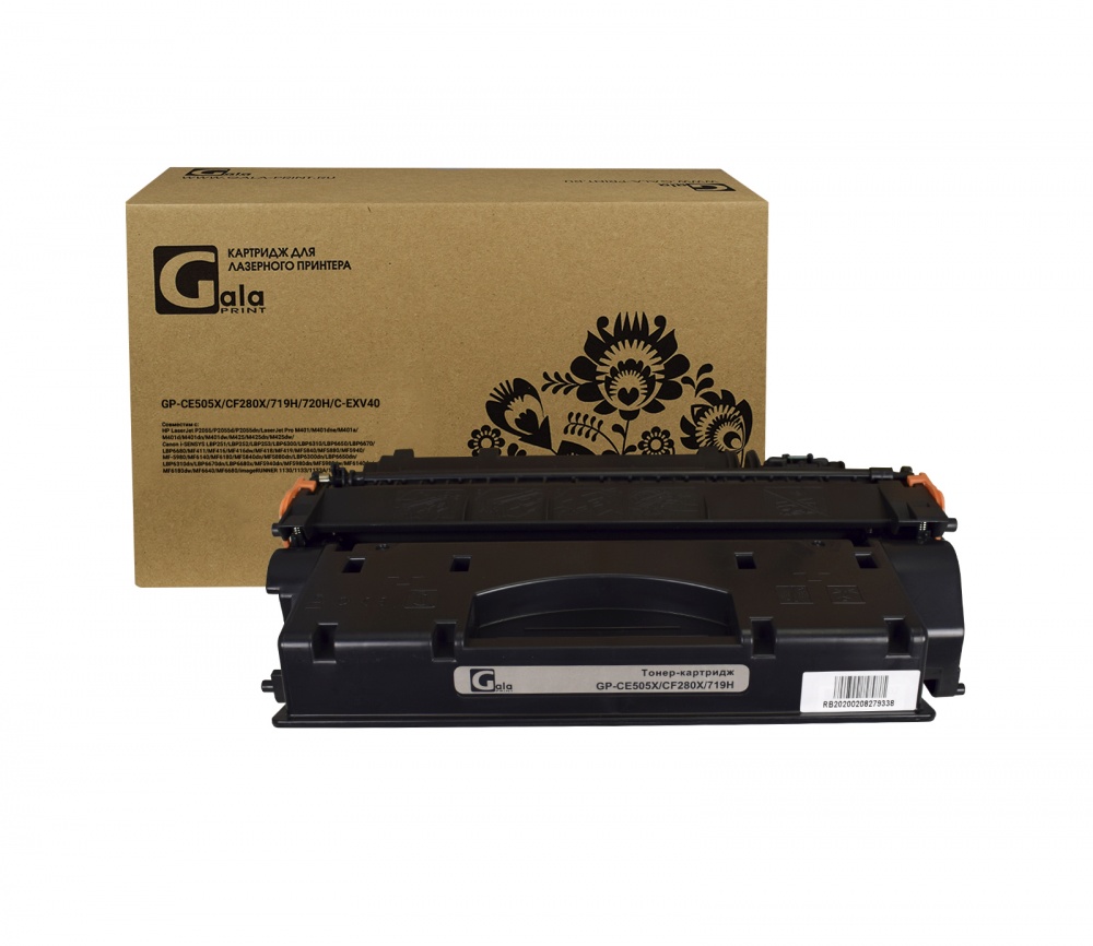 Картридж GP-CE505X/CF280X/719H/720H/C-EXV40 (№05X №80X) для принтеров HP LaserJet P2055/P2055d/P2055dn/LaserJet Pro M401/M401dne/M401a/M401d/M401dn/M401dw/M425/M425dn/M425dw/Canon i-SENSYS LBP251/LBP252/LBP253/LBP6300/LBP6310/LBP6650/LBP6670/LBP6680/MF411/MF416/MF416dw/MF418/MF419/MF5840/MF5880/MF5940/MF-5980/MF6140/MF6180/MF5840dn/MF5880dn/LBP6300dn/LBP6650dn/LBP6310dn/LBP6670dn/LBP6680x/MF5940dn/MF5980dn/MF5980dw/MF6140dn/MF6180dw/MF6640/MF6680/Canon imageRUNNER 1130/1133/1133A/1133iF 6900 копий GalaPrint