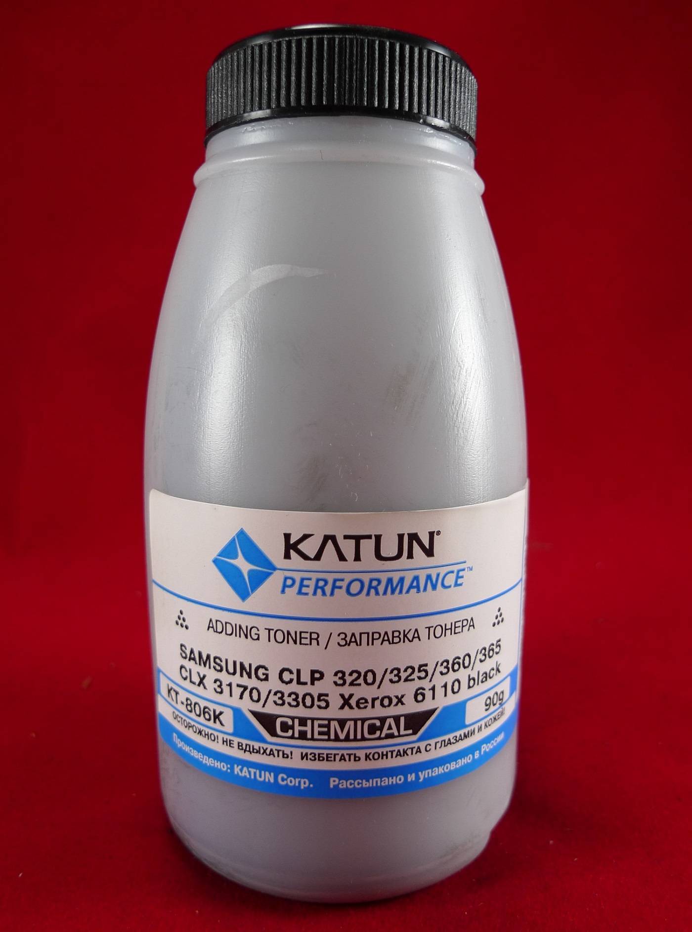 Тонер SAMSUNG CLP 320/325/360/365, CLX 3170/3305, Xerox 6110 Black, химический (фл. 90г) Katun фас.Россия