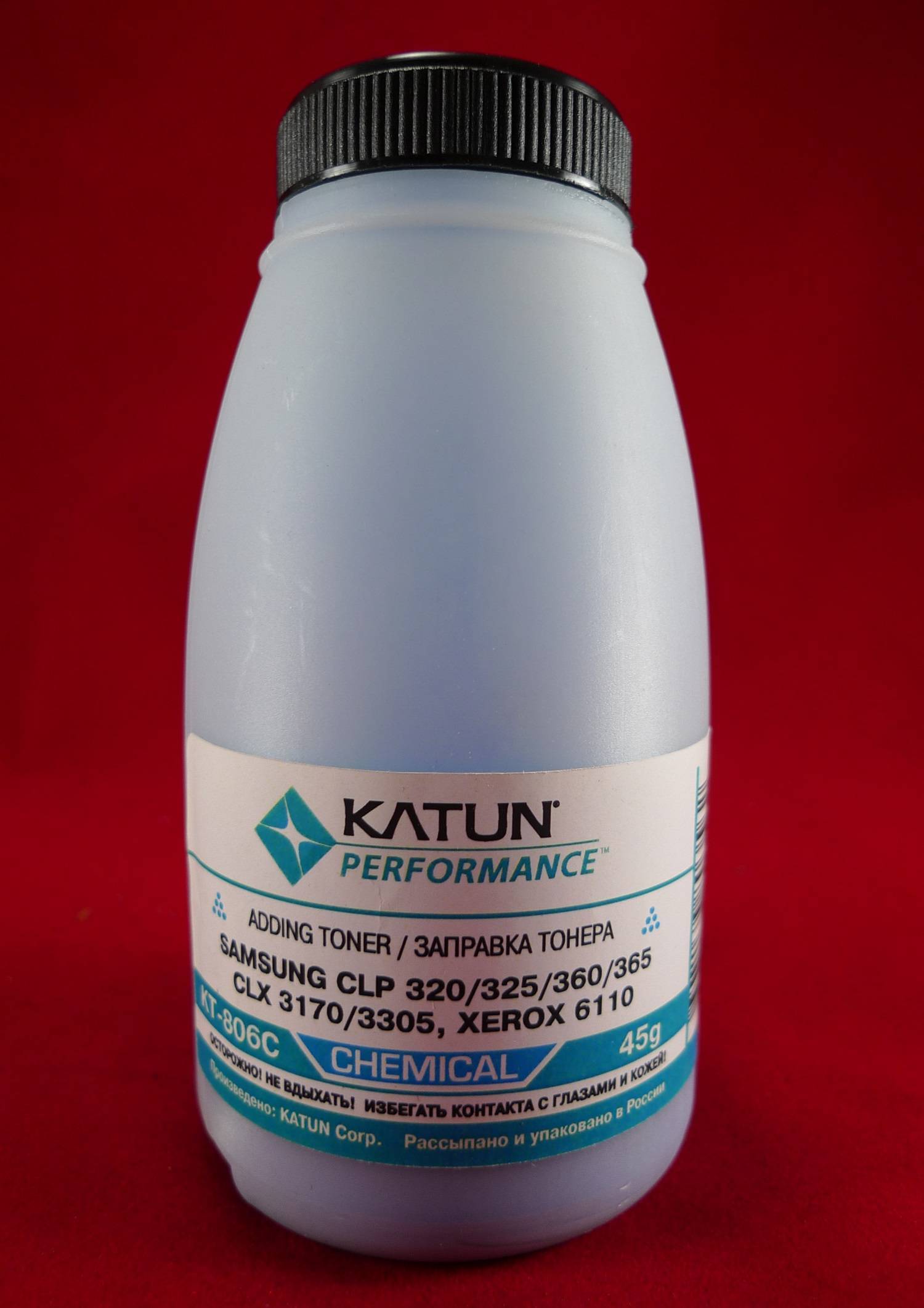 Тонер SAMSUNG CLP 320/325/360/365, CLX 3170/3305, Xerox 6110 Cyan, химический (фл. 45г) Katun фас.Россия