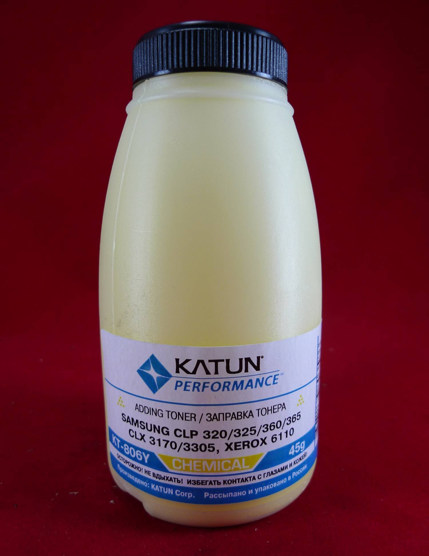 Тонер SAMSUNG CLP 320/325/360/365, CLX 3170/3305, Xerox 6110 Yellow, химический (фл. 45г) Katun фас.Россия