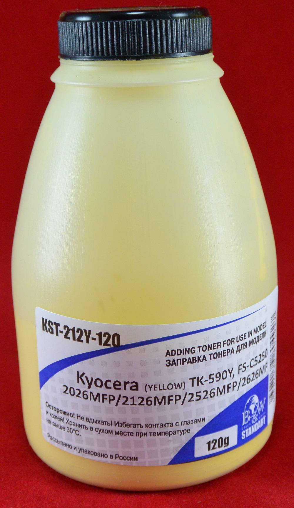 Тонер для Kyocera TK-590Y, FS-C5250/2026MFP/2126MFP/2526MFP Yellow (фл.120г) 5K B&W Standart Tomoegawa фас.Россия