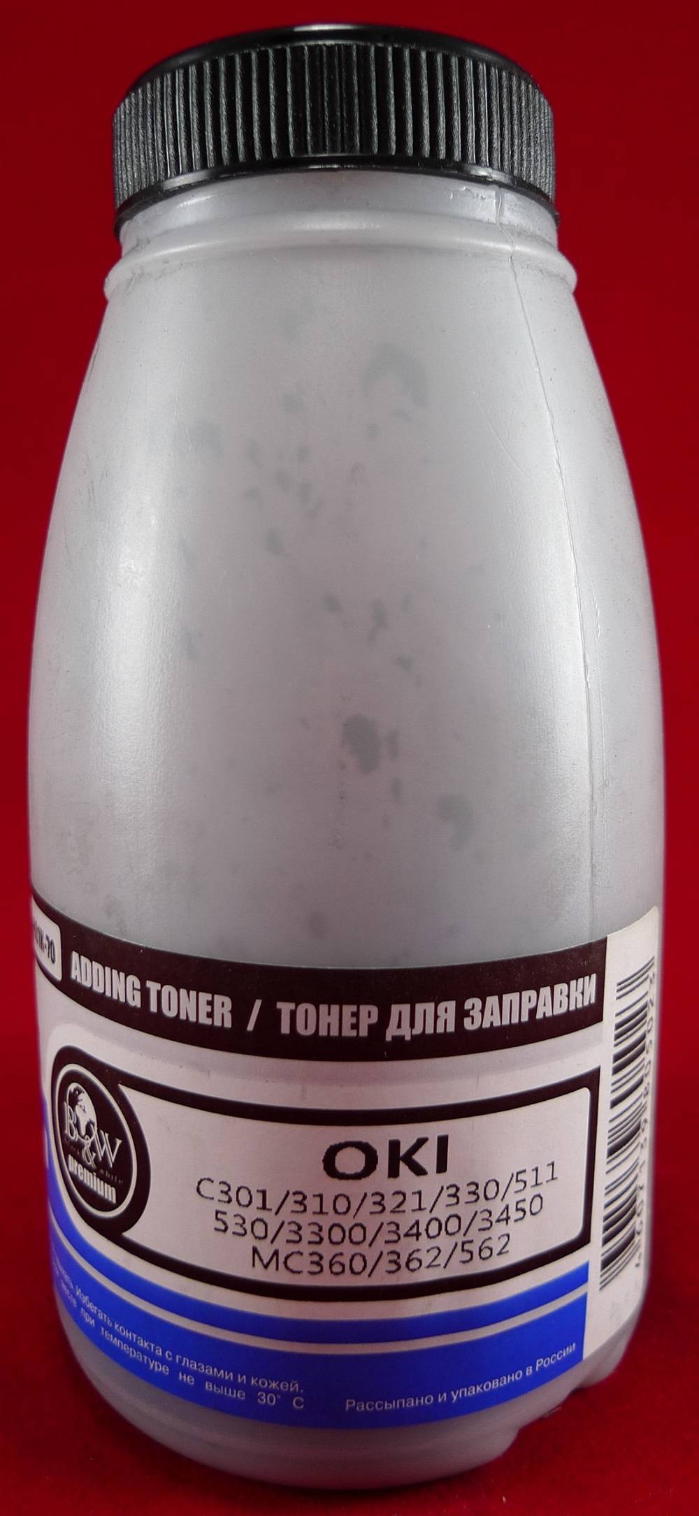 Тонер OKI C301/310/321/330/511/530/3300/3400/3450, MC360/362/562 Black (фл. 70г) B&W Premium Tomoegawa фас.Россия